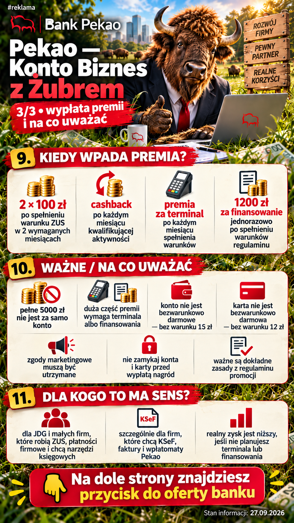 Pekao Konto Biznes z Żubrem – pełne informacje część 3 z 3