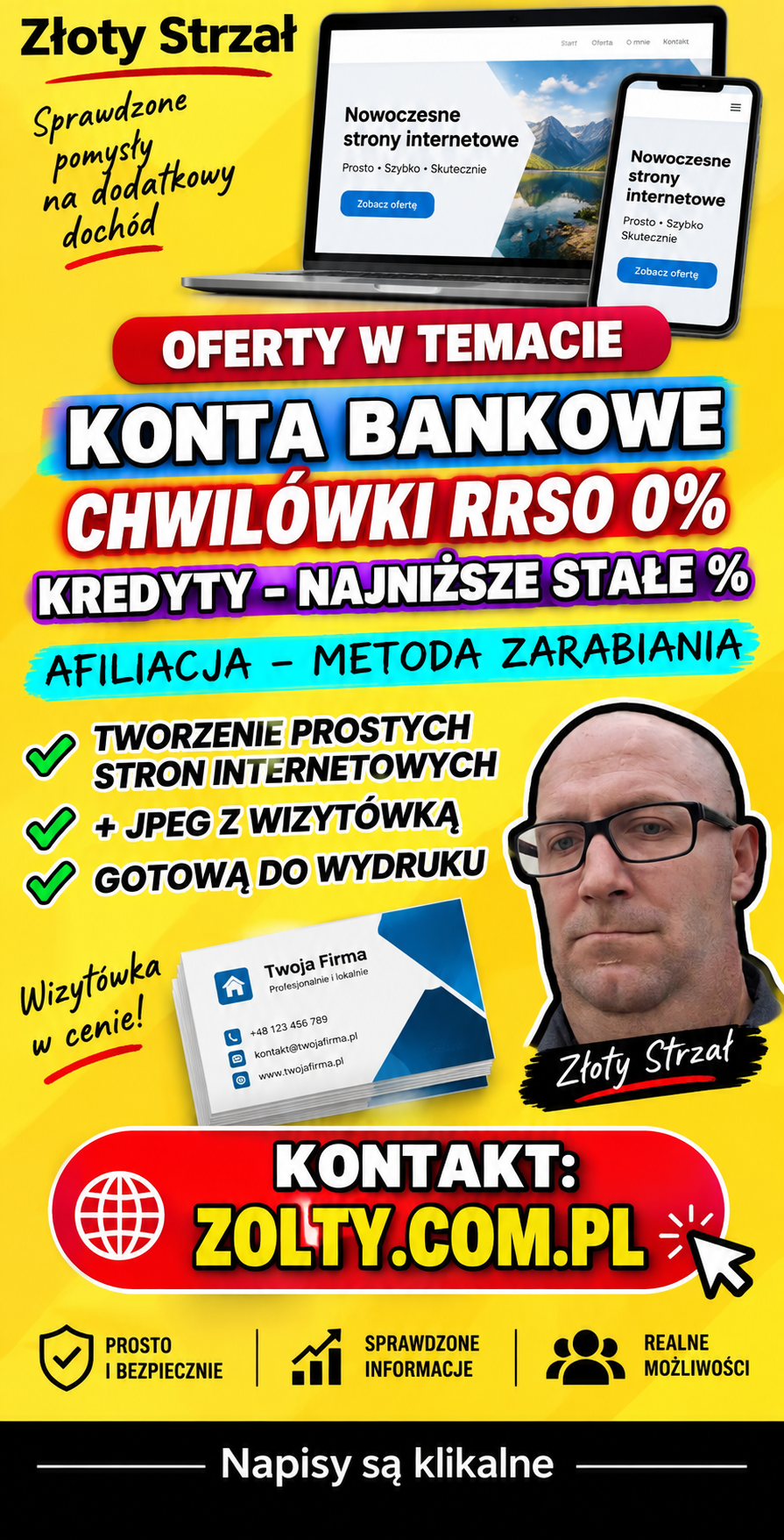 Złoty Strzał – oferty finansowe i tworzenie prostych stron internetowych z wizytówką JPEG